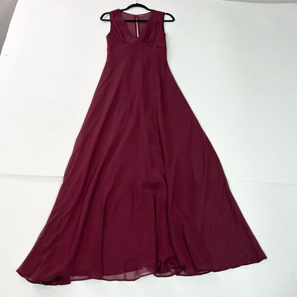 BHLDN Capulet Maxi Dress Womens Small Burgundy Sleeveless Keyhole Back V-Neck - Picture 1 of 9